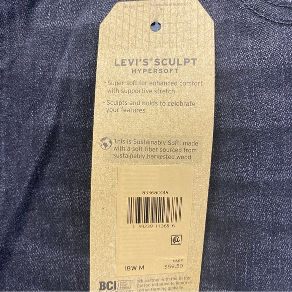 Levi's 721 high-rise skinny jeans 18W plus black stretch NWT classic denim - Picture 6 of 9